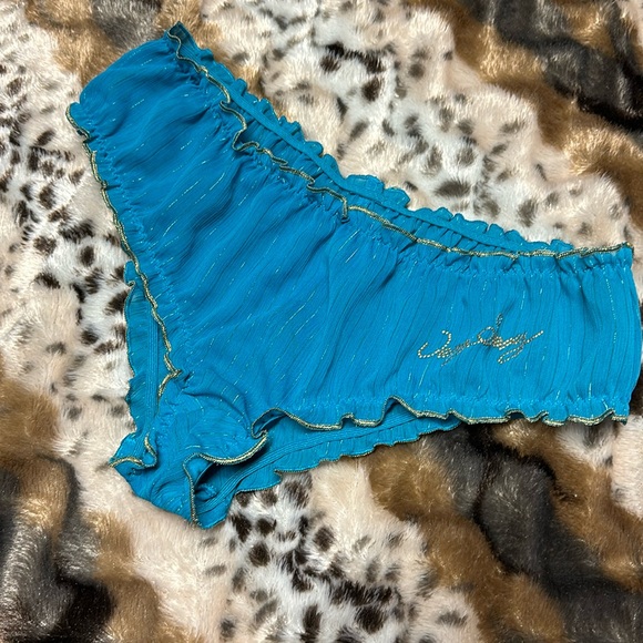 Vintage Victoria Secret Panties “Very Sexy” Turquoise & Gold - Picture 1 of 6